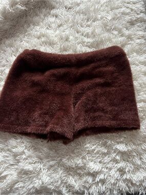 Cozy Fuzzy Brown Short Shorts Pjs